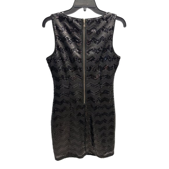 Guess Black Sequin Chevron Pattern Sleeveless Bodycon Dress 8 - Picture 3 of 7